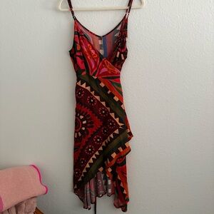 FARM RIO x Anthropologie Hanky Asymmetrical Wrap around Sundress L petite